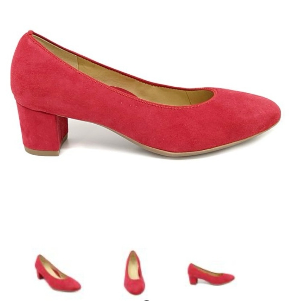 Ara Women's Kendall Samtchevro Red leather Suede Pump Heel Shoes Size US 7.5